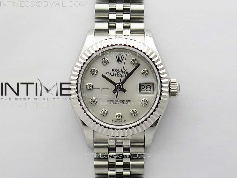 APS공장 롤렉스 레이디 데이저스트 28 스틸 실버다이아몬드다이얼 플루티드베젤 쥬빌레브레이슬릿 Datejust 28mm 279179 SS APSF Best Edition Silver Dial Crystals Markers on SS Jubilee Bracelet NH05