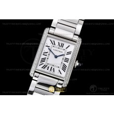 K11공장 까르띠에 탱크 머스트 라지 스틸 다이아몬드베젤 화이트다이얼 브레이슬릿 CAR0548B - Cartier Tank Must Large Dia SS/SS Wht K11 Sw Qtz