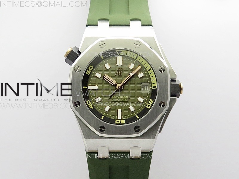 ZF공장 오데마피게 로얄오크 오프쇼어 다이버 15720 그린다이얼 러버스트랩 Royal Oak Offshore Diver 15720 ZF 1:1 Best Edition Green Dial on Green Rubber Strap A4308