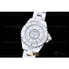 XF공장 샤넬 J12 화이트다이얼 8P다이아몬드인덱스 33mm 여성용 J-12 Ladies 33mm CER/CER Wht/Num/Dia XF Sw Qtz