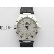 VS SB공장 오메가 컨스텔레이션 실버다이얼 가죽스트랩 Constellation 41mm SS VSF 1:1 Best Edition Silvevr Textured Dial on Black Leather Strap A8800