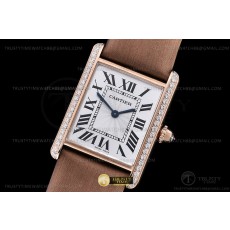 F1공장 까르띠에 탱크 머스트 로즈골드금통 다이아몬드베젤 브라운스트랩Cartier Tank Must Lrg Dia RG/LE Wht F1F Sw Qtz