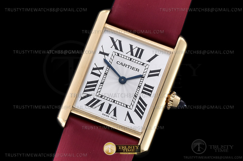 F1공장 까르띠에 탱크 머스트 옐로우골드금통 핑크스트랩 Cartier Tank Must Lrg YG/LE Wht F1F Sw Qtz