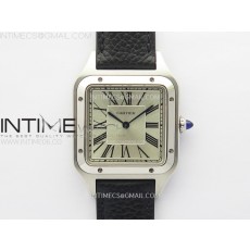 F1공장 까르띠에 산토스 뒤몽 43.5mm 실버다이얼 블랙가죽스트랩 Santos Dumont 43.5mm SS F1F Best Edition Silver Dial on Black Leather Strap Quartz