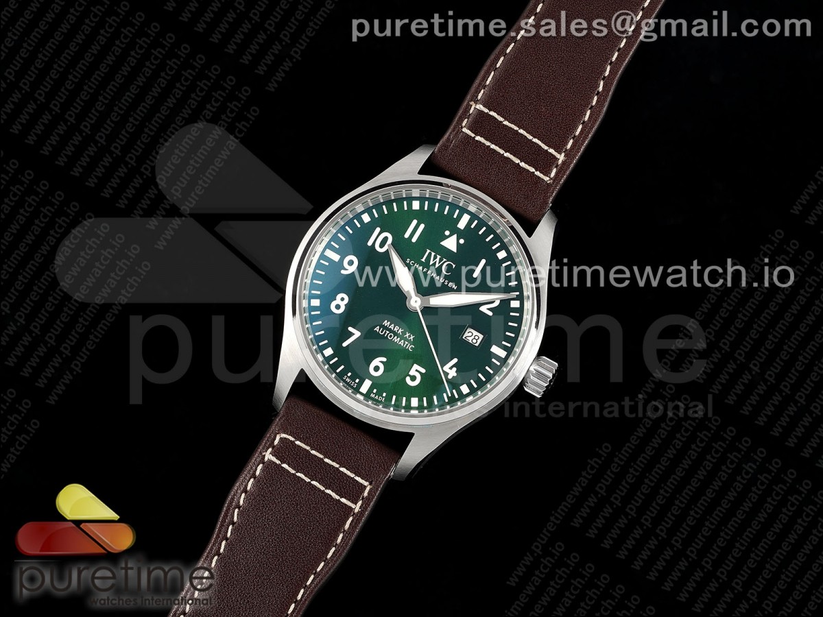 ZF공장 IWC 마크20 그린다이얼 브라운가죽스트랩 Pilot Mark XX IW328205 ZF 1:1 Best Edition Green Dial on Brown Leather Strap A32111