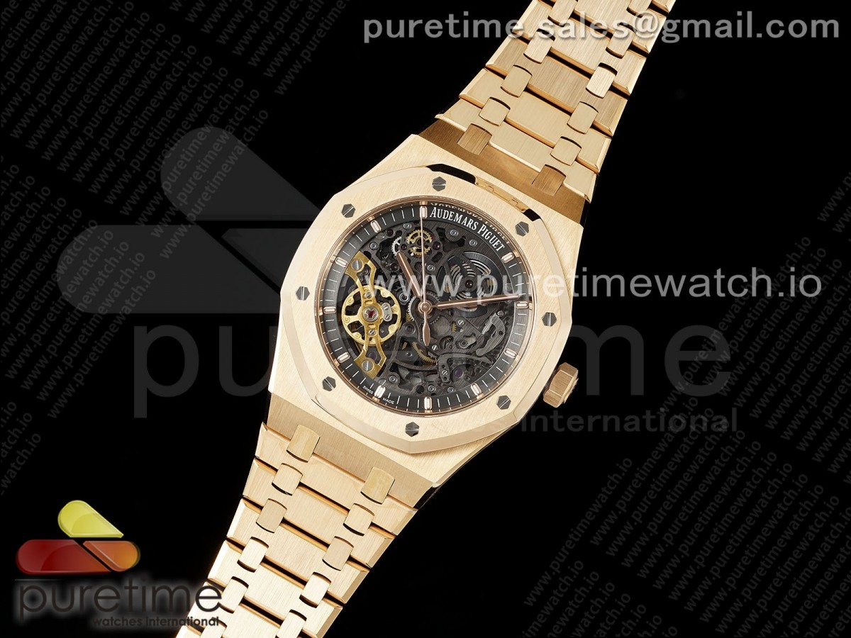 ZF공장 오데마피게 로얄오크 15407 로즈골드금통 스켈레톤다이얼 브레이슬릿 Royal Oak 41mm Skeleton 15407 RG ZF 1:1 Best Edition Skeleton Dial on RG Bracelet A3132