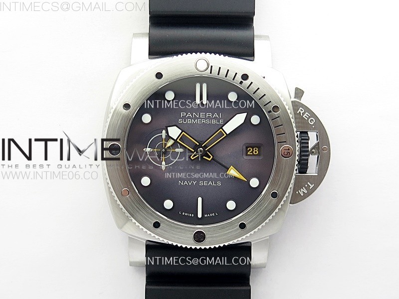 VS공장 파네라이 PAM1323 그레이다이얼 블랙러버스트랩 PAM1323 Y GMT VSF 1:1 Best Edition Dark Gray Dial on Black Rubber Strap P9011