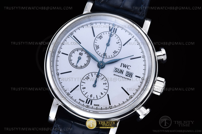 TW공장 IWC 포르토피노 크로노 스틸 화이트다이얼 블루마커 가죽스트랩 Portofino Chrono IW3910 SS/LE Wht/Blk Stk TWF A7750