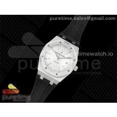 APS공장 오데마피게 로얄오크 15400 스틸 화이트다이얼 러버스트랩 Royal Oak 41mm 15400 SS APSF 1:1 Best Edition White Textured Dial on Black Rubber Strap SA3120 Super Clone V3