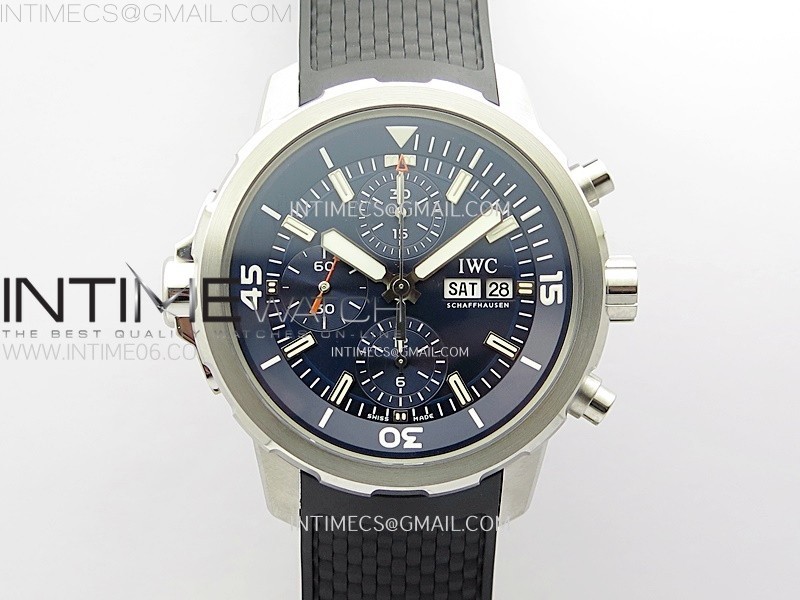 APS공장 IWC 아쿠아타이머 크로노그래프 스틸 블루다이얼 블랙러버스트랩 Aquatimer IW376805 SS APSF 1:1 Best Edition Blue Dial on Black Rubber Strap A7750