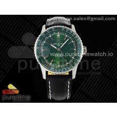 TF공장 브라이틀링 내비타이머 41미리 그린다이얼 가죽스트랩 Navitimer Automatic 41mm SS TF 1:1 Best Edition Green Dial on Black Leather Strap A2824