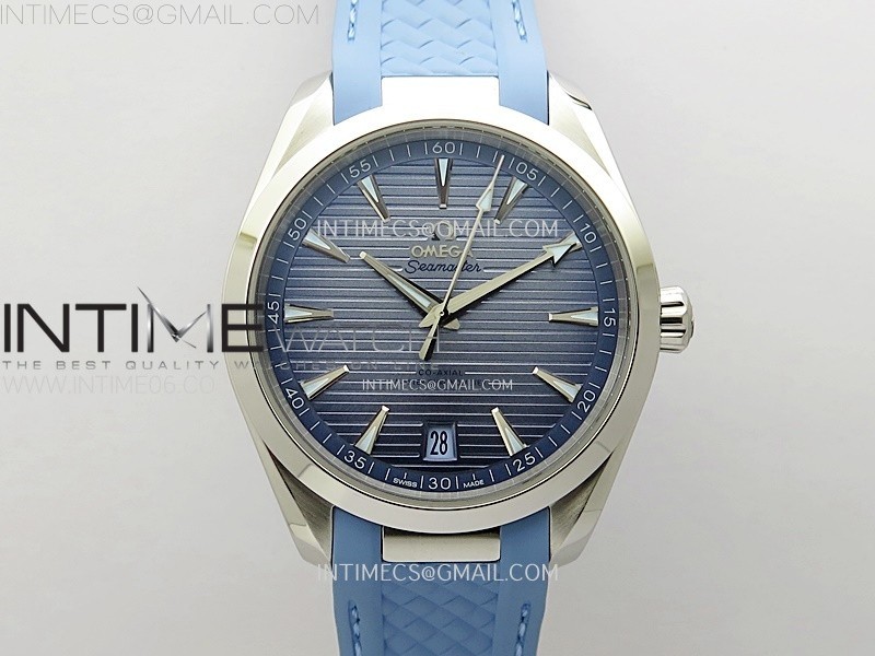 VS공장 오메가 아쿠아테라 써머블루 블루러버스트랩VS Aqua Terra 41mm VSF 1:1 Best Edition Summer Blue Dial on Blue Rubber Strap A8900 Super Clone