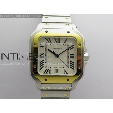 [2025.12UP] GF공장 까르띠에 산토스 40MM 라지 옐로우골드콤비 스마트링크브레이슬릿 Santos de Cartier 40mm SS/YG GF 1:1 Best Edition White Dial On SS Bracelet MIYOTA 9015