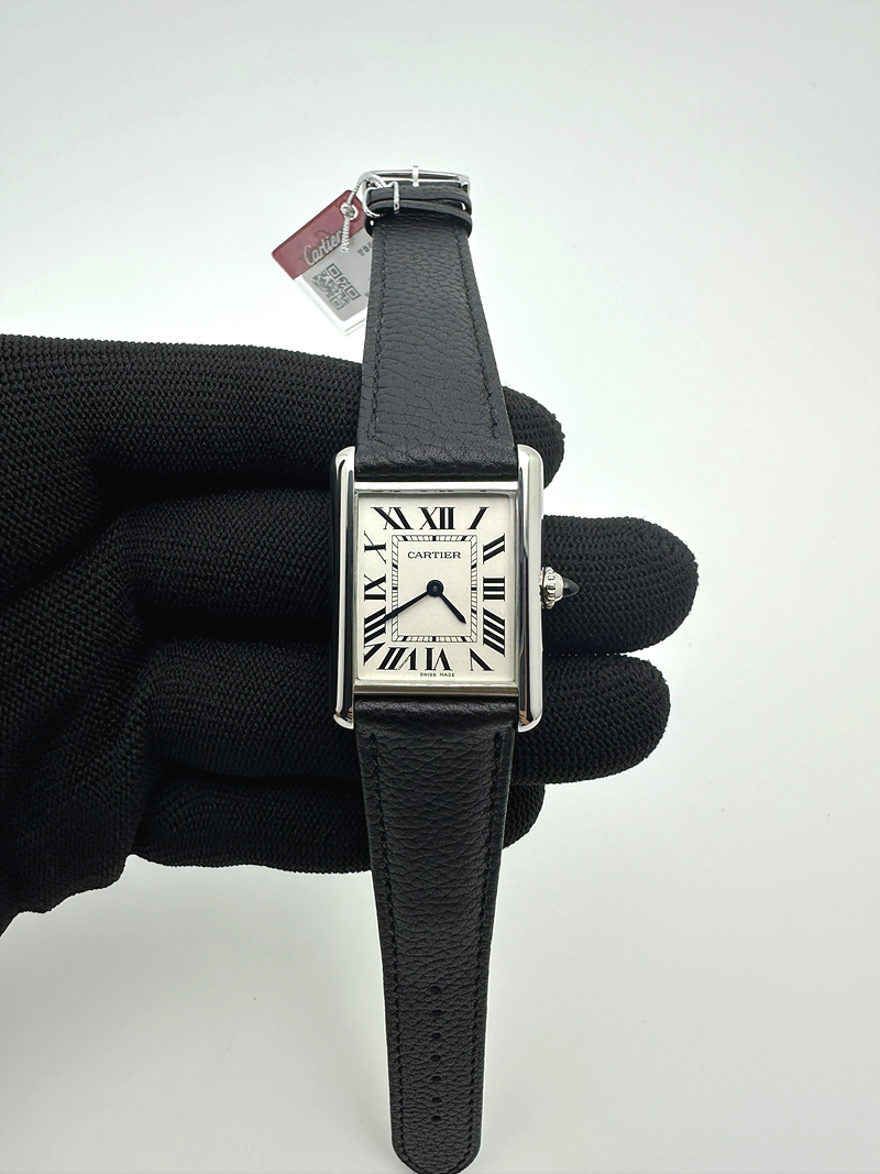 국내배송!! F1공장 까르띠에 탱크 머스트 라지 스틸 화이트다이얼 가죽스트랩 (고유번호 1F1)