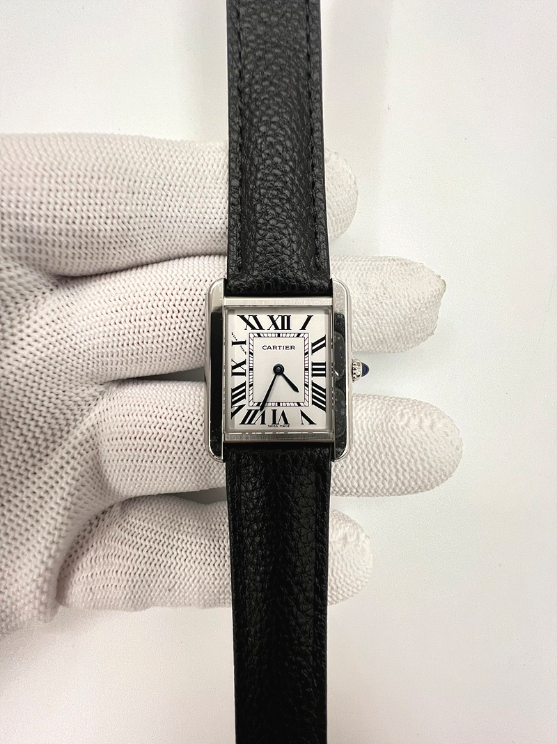 국내배송!! AF공장 까르띠에 탱크솔로 24MM 스틸 화이트다이얼 블랙소가죽스트랩 (고유번호 AF4)