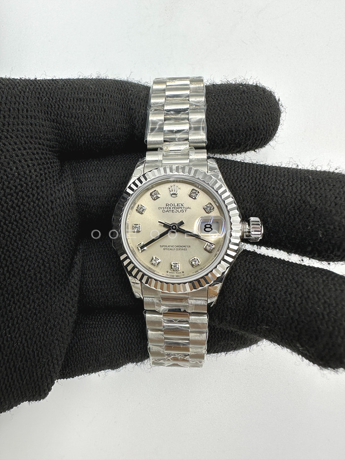 국내배송!! GM공장 롤렉스 레이디 데이저스트 28 스틸 실버다이얼 다이아몬드인덱스 브레이슬릿 (GMH28)