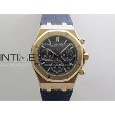 [26.01 UP] DD공장 오데마피게 로얄오크 크로노그래프 26240 로즈골드금통 블루다이얼 가죽스트랩 텅스텐 Royal Oak Chrono 26240 RG Gain Weight V2 DDF 1:1 Best Edition Blue Dial On Blue Leather Strap Super Clone DD4401 (SW Dial)