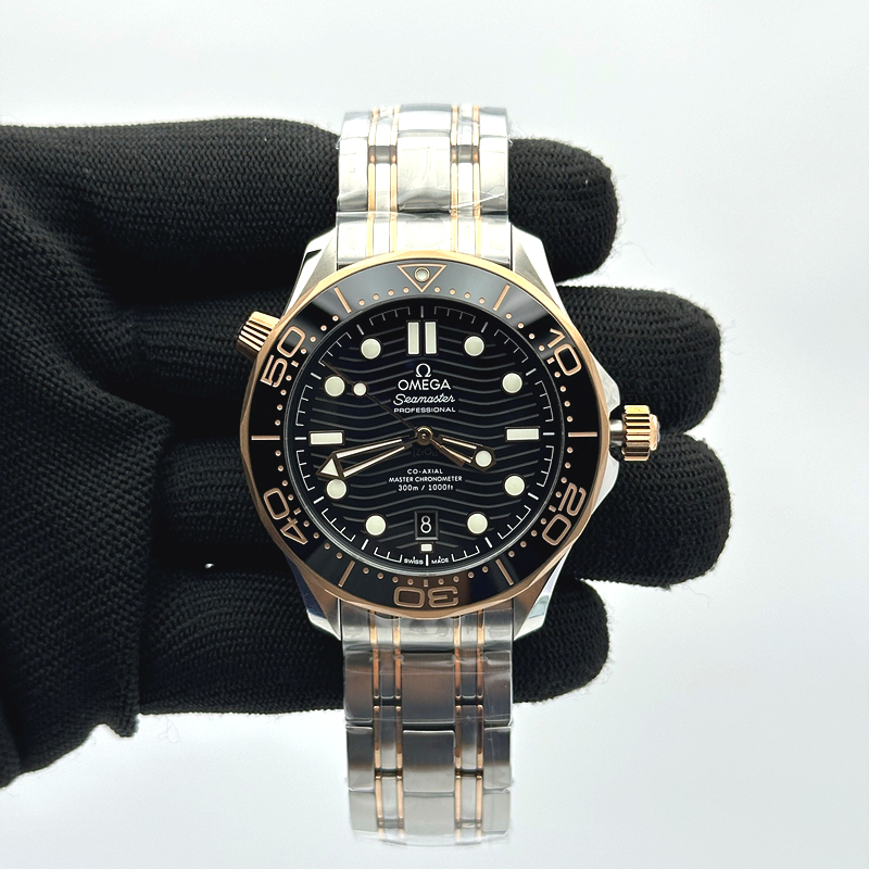 해외빠른출고!! VS공장 오메가 씨마스터 다이버 300M 로즈골드콤비 블랙다이얼 브레이슬릿 (고유번호 VS111)